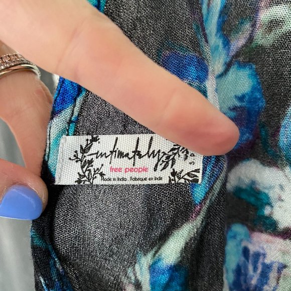 Free People | Border Print | Black Floral | Cross Back | Tank Top | Size Small - Picture 7 of 9